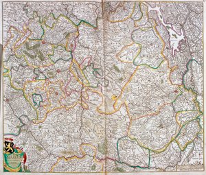 Mapa do Duche de Brabant (Bélgica, Holanda) (gravura de Frederick de Wit