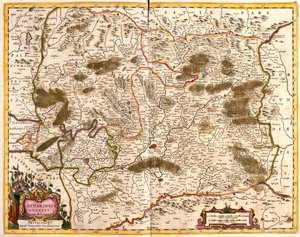 Mapa do Duche de Lorraine (França) (gravura de Frederick de Wit
