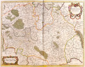 Mapa do Duque de Franconia (Alemanha) (gravura de Frederick de Wit