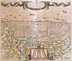 Mapa da Terra Santa (Israel, Palestina) (gravura