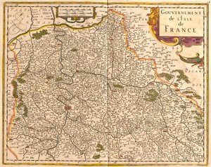 Mapa da Ile de France (França) (gravura de Frederick de Wit