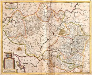 Mapa do Reino de Aragão (Espanha) (gravura de Frederick de Wit