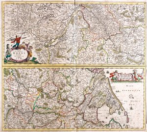 Mapa do Rhenanie (Alemanha) (gravura de Frederick de Wit