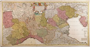 Norte de Itália. Mapa por Frederik de Wit, Amsterdam, Gravação em cobre. 1705 de Frederick de Wit