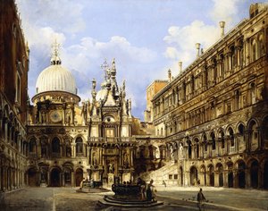 O Pátio do Palácio Ducal, Veneza, 1841 de Frederico Moja