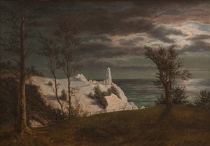 A torre de verão nas falésias da ilha Møn. Luar, 1831