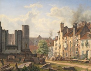 Vista da Praça de Mármore com as ruínas da Igreja de Frederik por concluir de Frederik Hansen Sodring