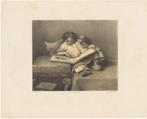 Criança com livro de imagens
