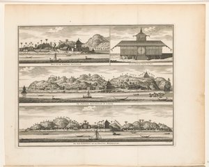Três Fortalezas em Ambon
Hila, and the Fortresses Amsterdam / New Moorish Temple of Hila / The Fortresses Rotterdam on Larike / The Pass Baguwala and the Fortress Middelburg (título sobre o objecto)