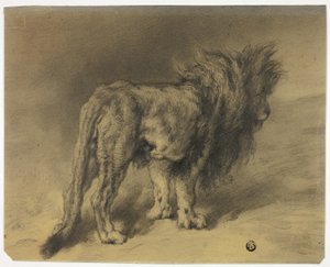Leão em pé com juba desgrenhada de Frederik William Zurcher