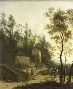 Paisagem italiana com caçadores