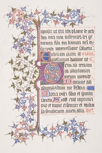 Folha iluminada com inicial E recto, verso em Vine Border, 1830-62.