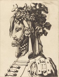 Busto de um homem em um traje extravagante de French 16th Century after René Boyvin or Pierre Milan