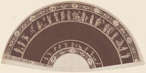Um ventilador com figuras clássicas processando para Apollo de French 18th Century