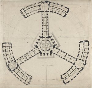 Planta baixa para uma Academia de Belas Artes de French 18th Century