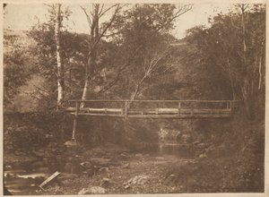 Paisagem com árvores e ponte de French 19th Century