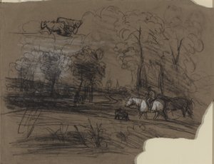 Cavaleiro no campo de French 19th Century