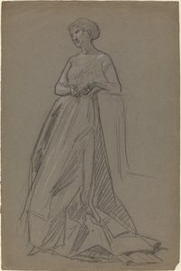 Mulher em pé, apoiando-se no cotovelo de French 19th Century