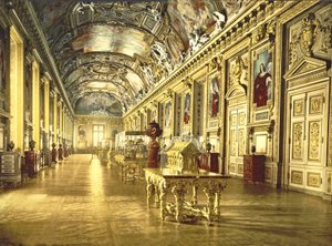 Uma galeria no Louvre, Paris, 1890-1900 de French Photographer