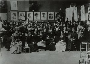 Academia Julian, Paris, grupo de estudantes de arte de French Photographer