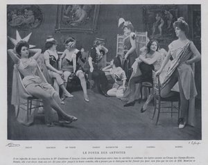 Atrizes na sala verde do Theatre des Varietes, Paris (foto a p/b) de French Photographer