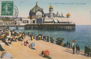 Praia e Palais de la Jetee, Nice. Postal enviado em 1913. de French Photographer