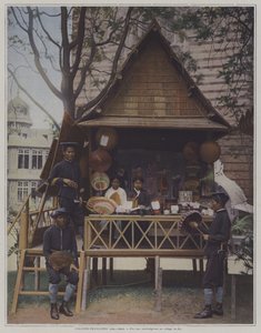 Cabana cambojana na Exposição Universelle 1900, Paris (foto a cores) de French Photographer