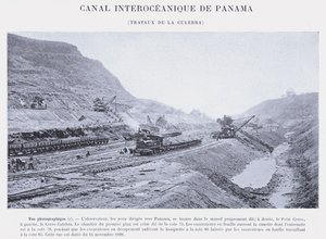 Canal Interoceânico do Panamá, La Culebra trabalha (foto a p/b) de French Photographer