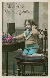 Criança, usando, telefone de French Photographer