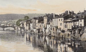 Epinal, casas antigas do cais Rualmenil, nas margens do Mosela de French Photographer