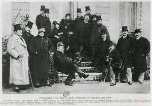 Grupo no jardim de Edmond Huot de Goncourt, c.1890 de French Photographer
