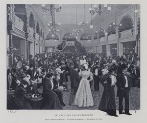 Hall of the Folies Bergere, Paris, durante um intervalo (foto a p/b) de French Photographer