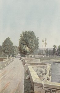 Moutier-DAhun, ponte velha no Creuse, vista tirada da costa de French Photographer
