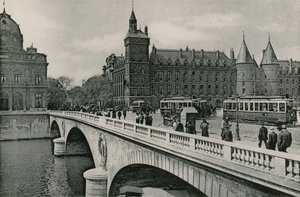 A Ponte para a Mudança e o Palácio da Justiça, A Ponte para a Mudança e o Tribunal de Justiça (fotogravação) de French Photographer