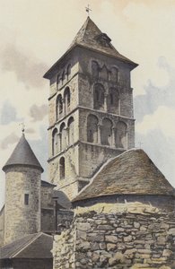 Livernon, igreja, torre sineira, e, abside de French Photographer