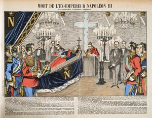 Morte do Ex-Emperador Napoleão III, de History of the Third Republic, Vol. I, Political History, pub.1933 (cor litho) de French Photographer