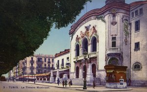 Teatro Municipal, Tunis, Tunísia (foto colorida) de French Photographer