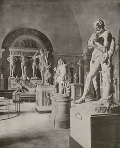 Paris: Galeria do Rio Deus Tibre, Museu do Louvre (foto a p/b) de French Photographer