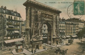Porte Saint Denis em Paris, França. Postal enviado em 1913. de French Photographer