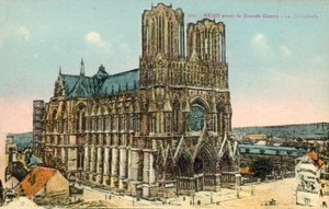 Reims, Catedral, antes da 1ª Guerra Mundial de French Photographer