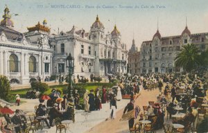Terraço do Café de Paris, Place du Casino, Monte Carlo. Postal enviado em 1913. de French Photographer