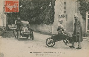 O progresso da locomoção, cartão postal enviado em 1913 de French Photographer