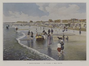 A praia na maré cheia, Berck-sur-Mer, França (foto a cores) de French Photographer