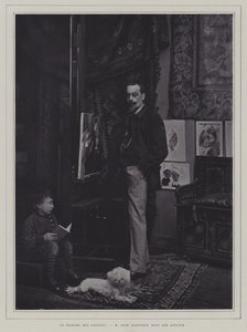 O pintor de crianças: O artista francês Jean Geoffroy no seu atelier (foto a p/b) de French Photographer