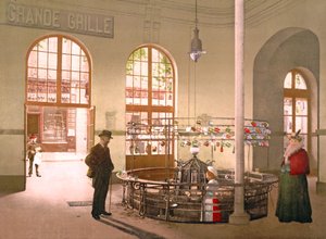 Vichy Spring Water sendo vendida a copo na fonte Grande Grille, 1890-1900 de French Photographer