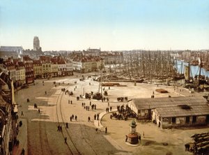 Vista do porto de Dunquerque, 1890-1900 de French Photographer