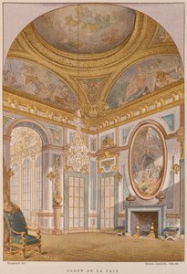 Salão de paz do século XVII, Chateau de Versailles, ilustração do Dicionário de Móveis e Decoração de Henry Havard, volume 4, placa 36, Paris, Maison Quantin, 1878 (cor li de French School