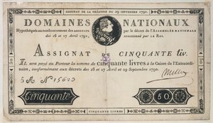 50 libras, 29 de outubro de 1790 de French School