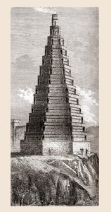 Uma representação do século XIX de A Torre da Ordem, destruída em 1644, Boulogne-sur-Mer, França, de "Les Merveilles de la Science", publicado c.1870 (gravura) de French School