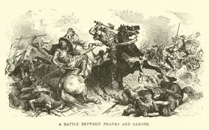 Uma batalha entre francos e saxões de French School